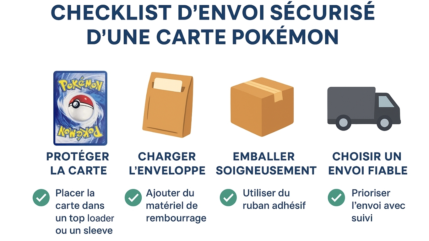 Infographie récapitulative : la checklist ultime pour expédier une carte Pokémon en toute sécurité | Keytwo